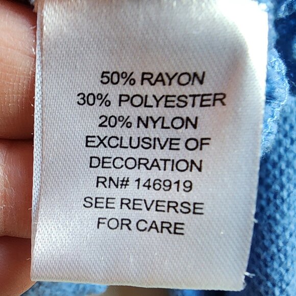 Freshman Blue Cropped Scoop Neck Lightweight Sweater Size Medium - Picture 9 of 16